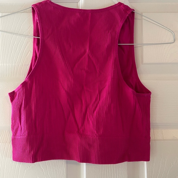 Garage Women's Hot Pink Ribbed Crop Top - Picture 2 of 4